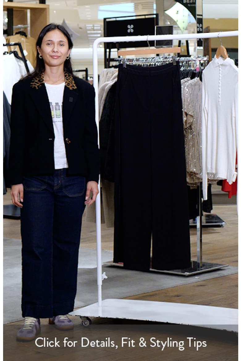 Grosgrain Ribbon Trim Wide Leg Pants video