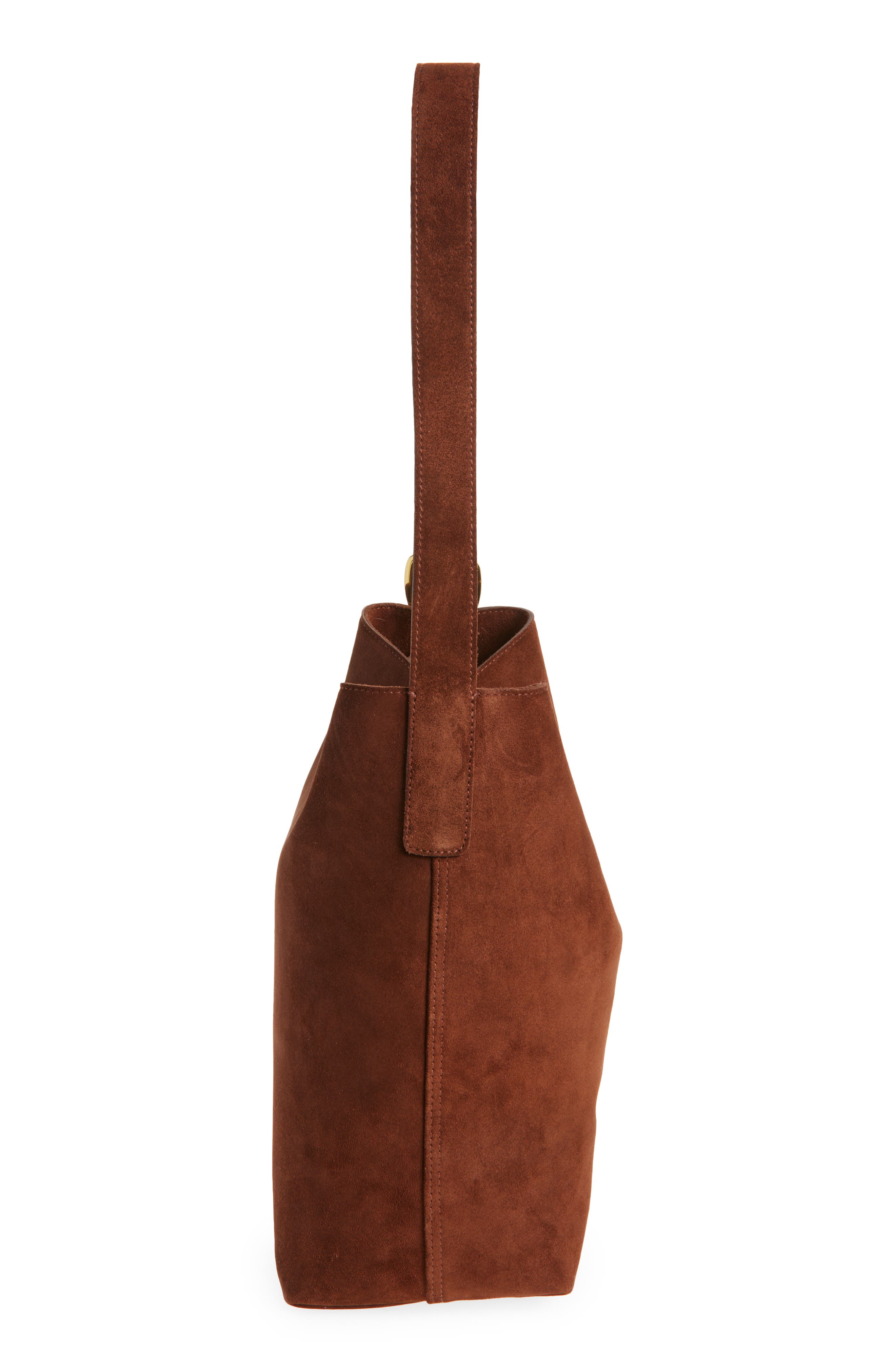 Madewell Essentials Suede Bucket Bag, Alternate, color, Soft Mahogany