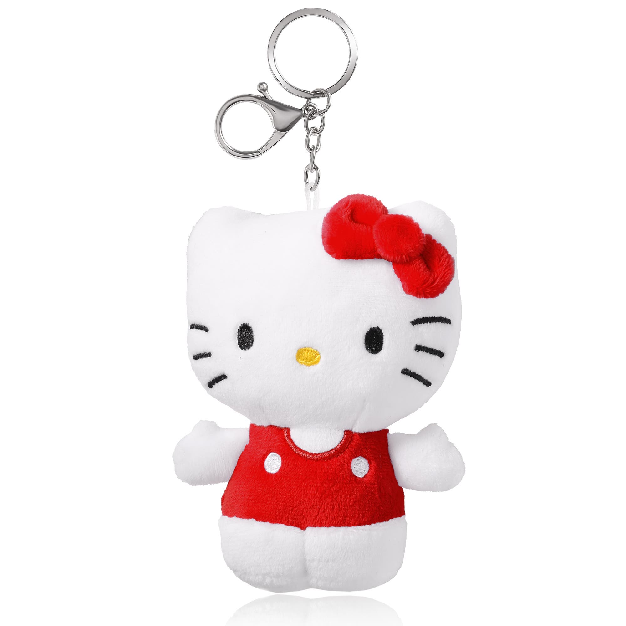 Hello Kitty Red and Pink Plush Keychain, Alternate, color, White, Red