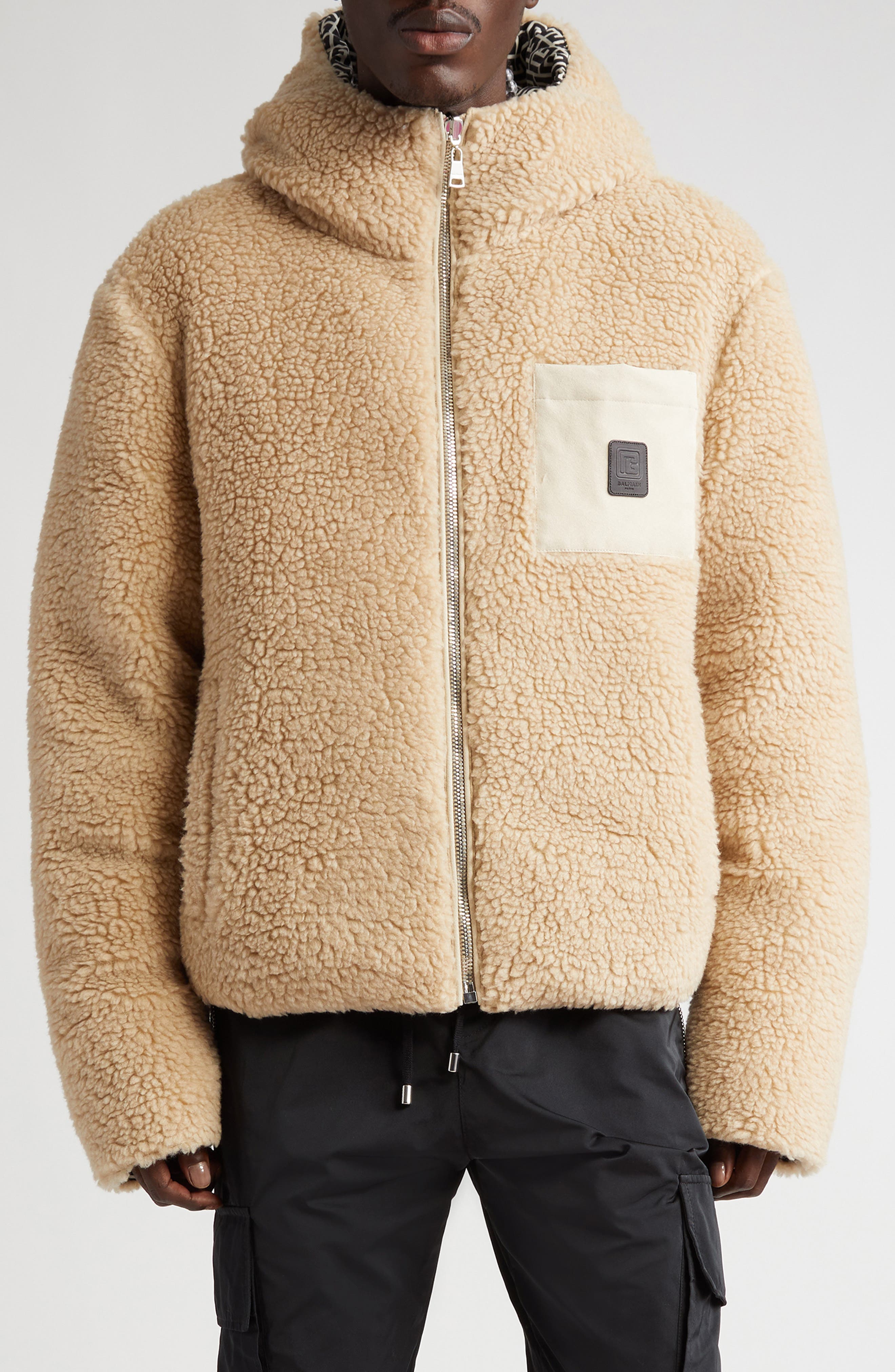 Balmain Monogram Print Reversible Bouclette Jacket (Men) | Nordstrom