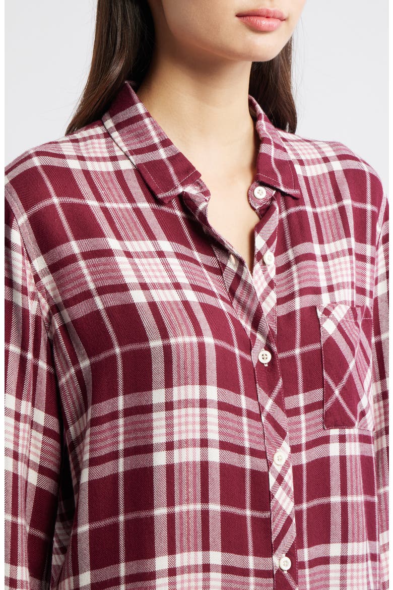 Hunter Plaid Button-Up Shirt, Alternate, color, WINTERBERRY