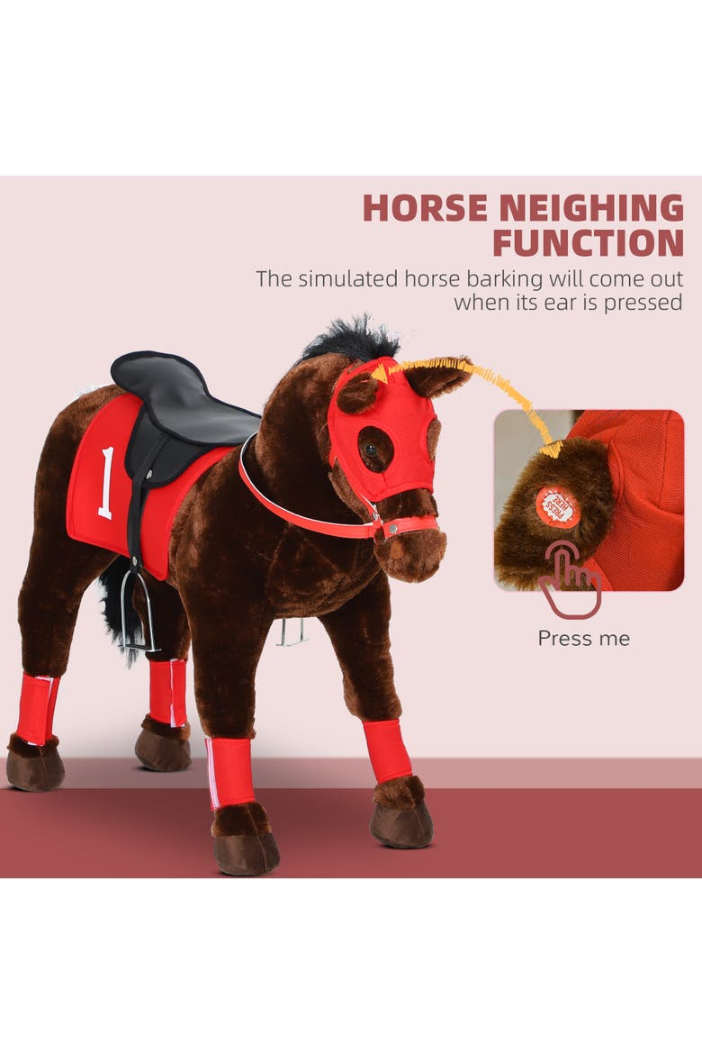 Kids Ride-on Horse, Neighing Sound, Saddle, Stirrups, Alternate, color, Brown
