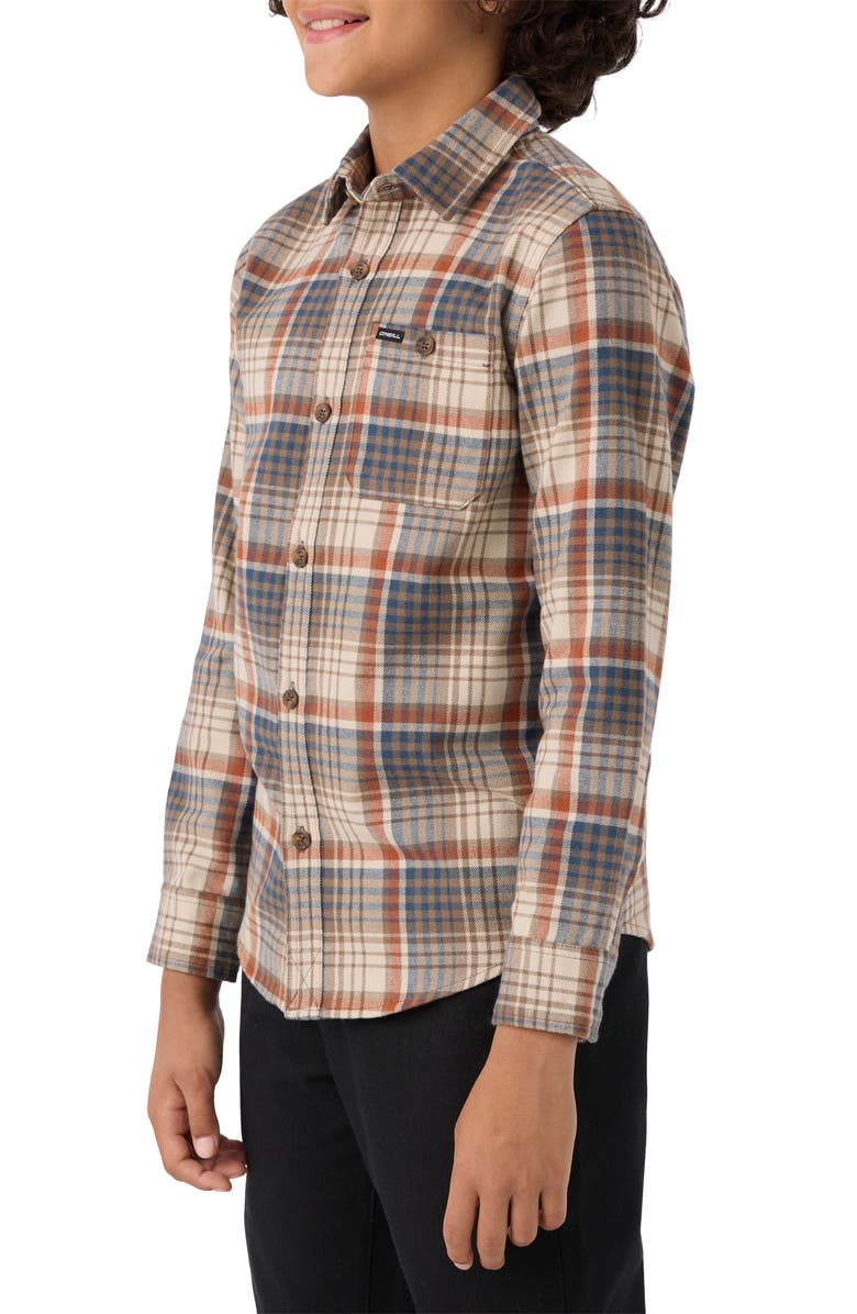 O'Neill Kids' Winslow Plaid Flannel Button-Up Shirt, Alternate, color, Chocolate