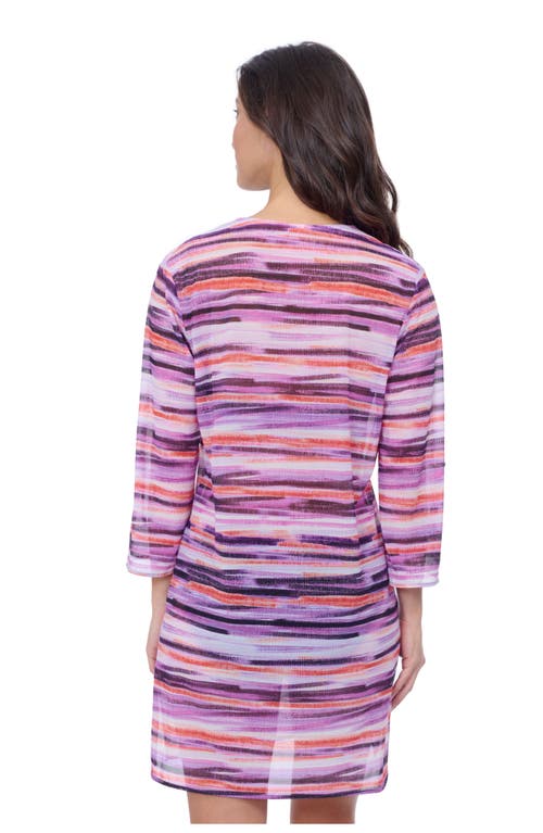 Profile By Gottex Riga V Neck Mesh Cover-up Dress In Purple Multi