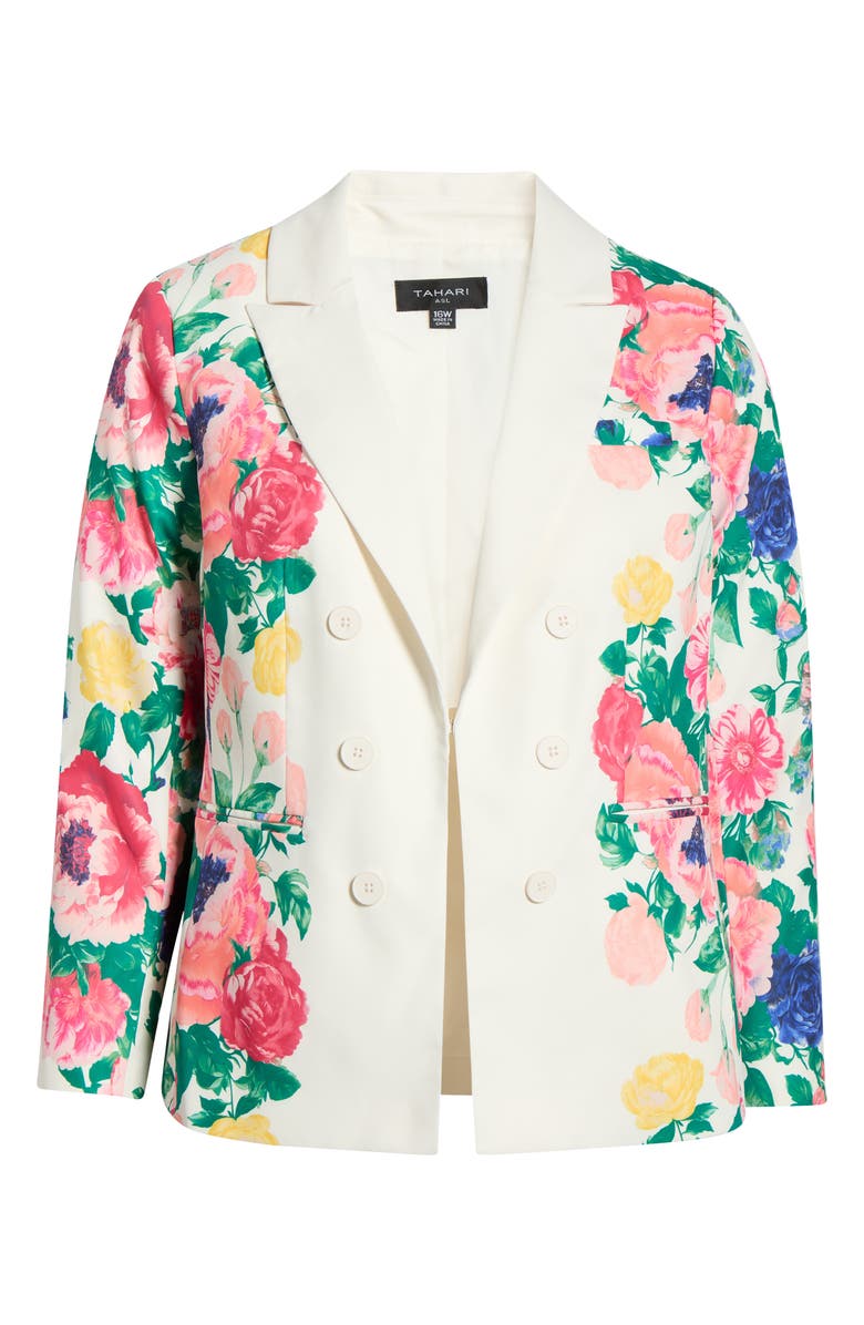 Tahari ASL Floral Double Breasted Blazer, Main, color, Ivory Multi