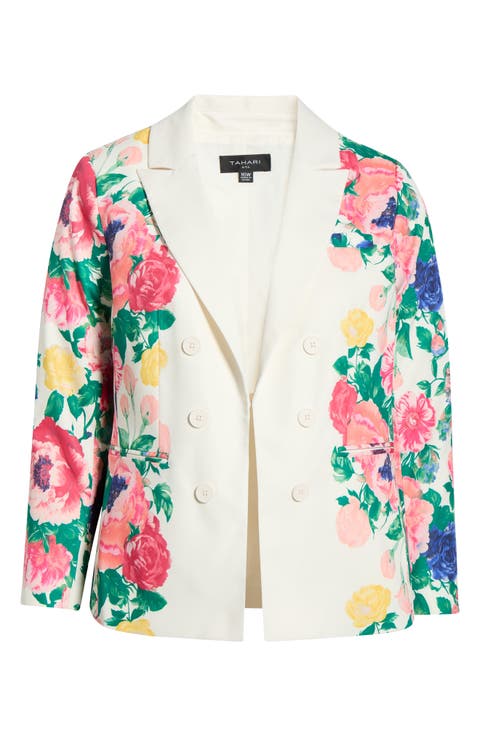 Floral Double Breasted Blazer (Plus)