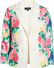 Tahari ASL Floral Double Breasted Blazer