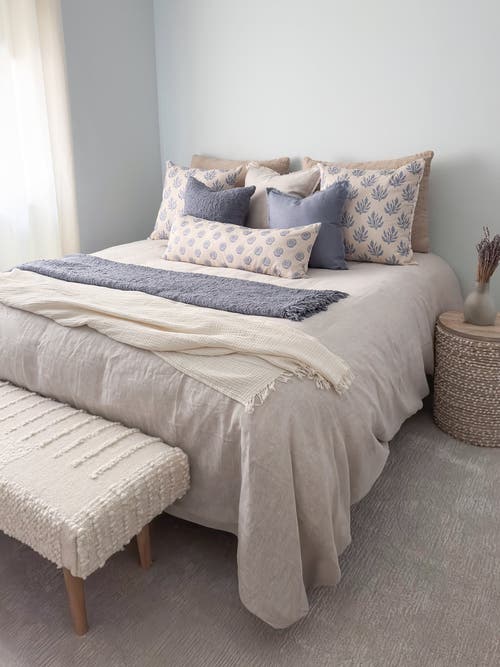 Anaya Crinkled Turkish Cotton Oversized Cuddle Blanket In Neutral