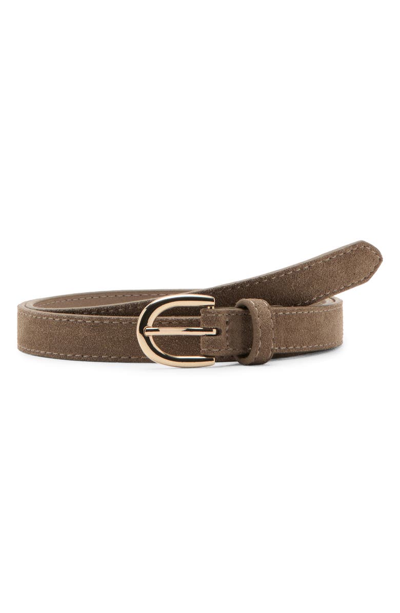 MANGO Suede Belt, Main, color, Medium Brown