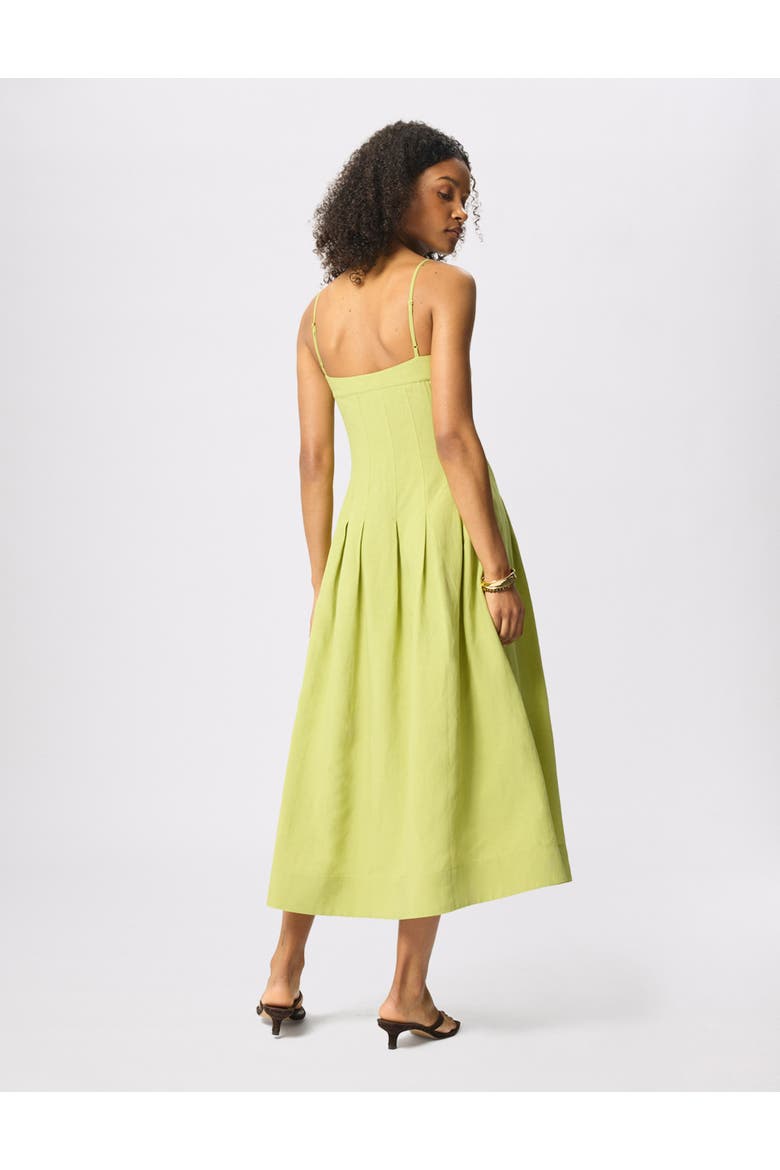 Linen Blend Waisted Midi Dress, Alternate, color, Green
