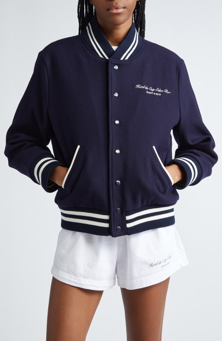 Sporty & Rich Eden Crest Wool Varsity Jacket, Main, color,