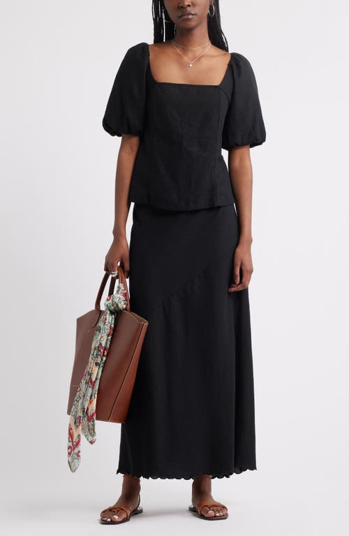 Shop Treasure & Bond Tie Back Puff Sleeve Linen Blend Top