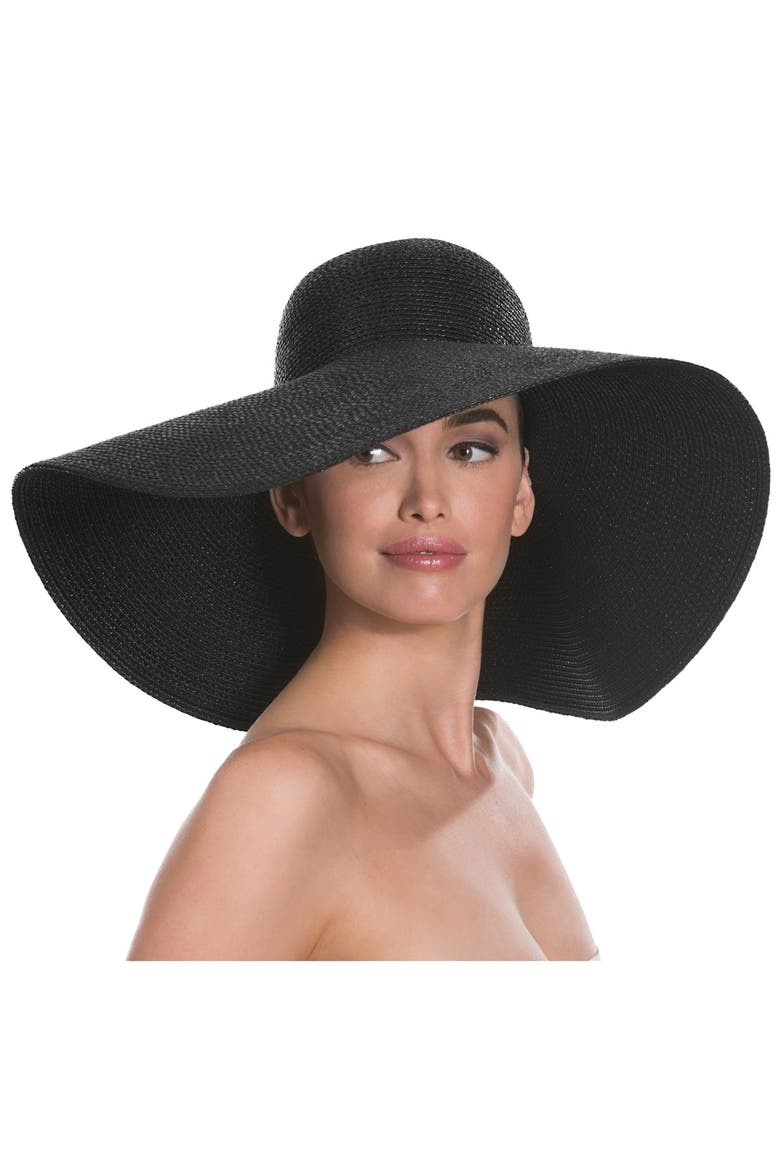 Floppy Straw Hat, Alternate, color, BLACK