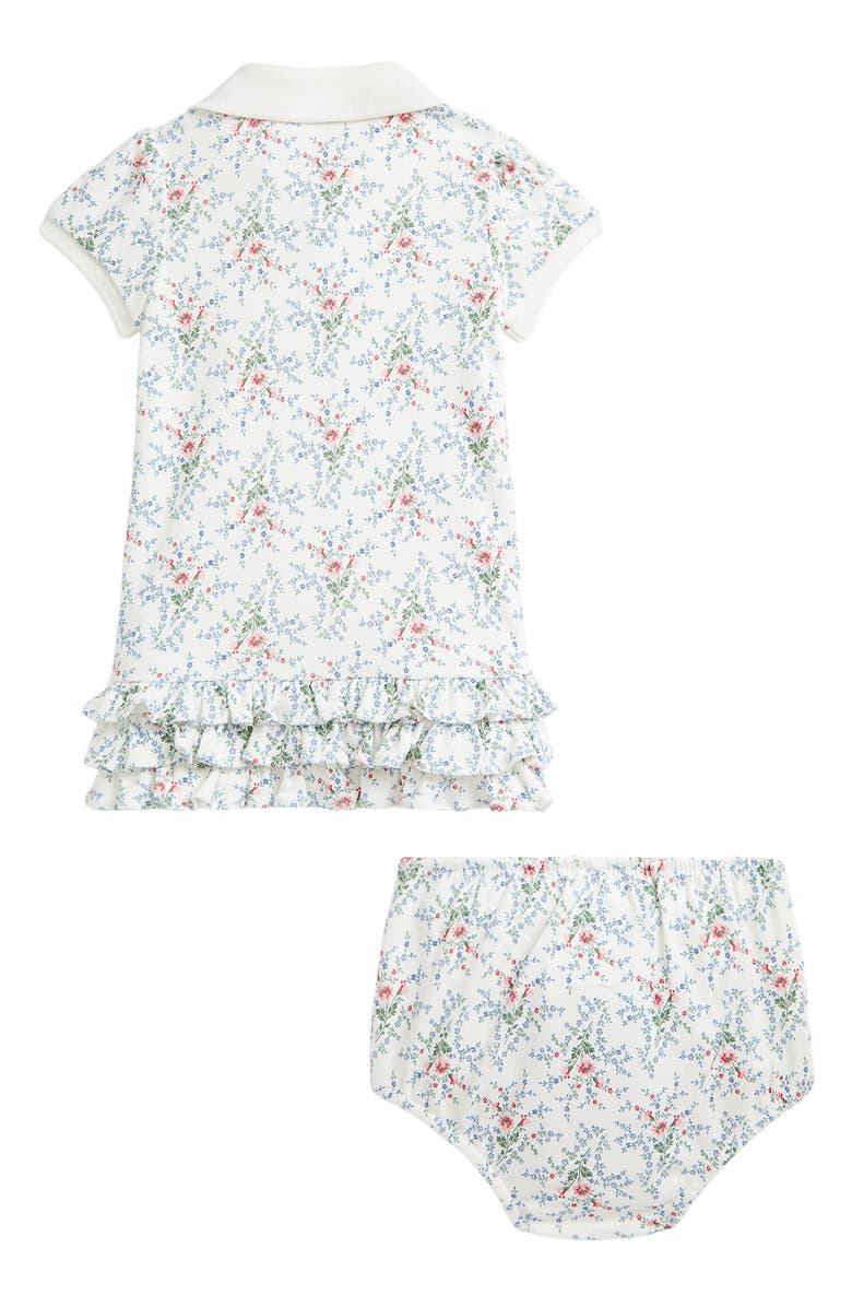 Ralph Lauren Floral Cotton Ruffle Polo Dress & Bloomers, Alternate, color,