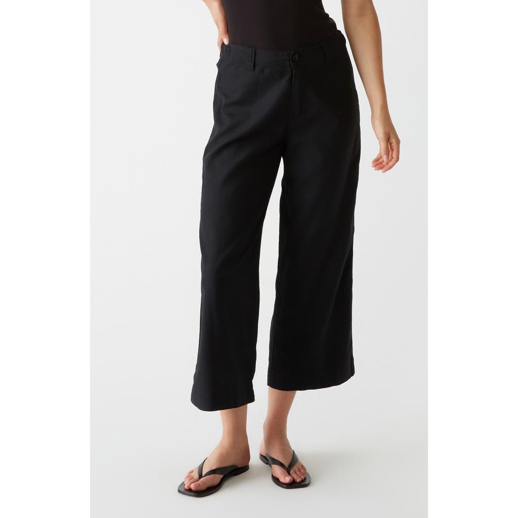 Shop Michael Stars Geraldine Straight Leg Linen & Cotton Pants In Black