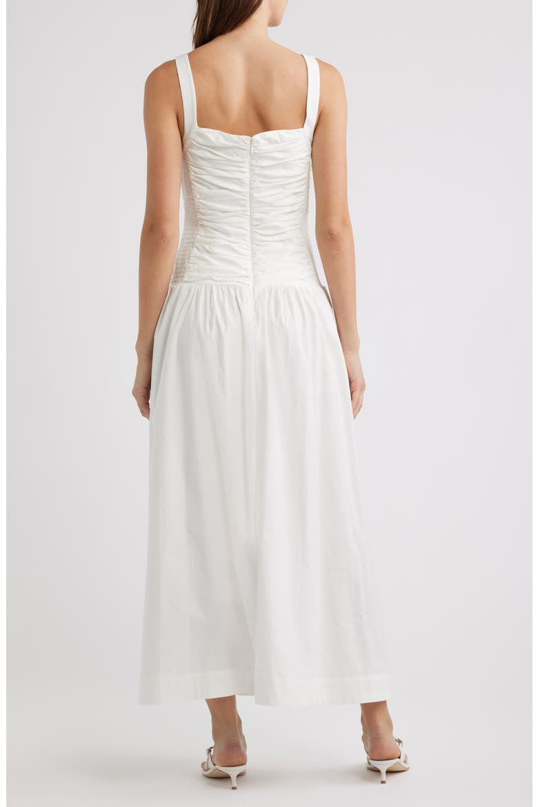 Nesta Ruched Bodice Stretch Cotton Dress, Alternate, color, WHITE