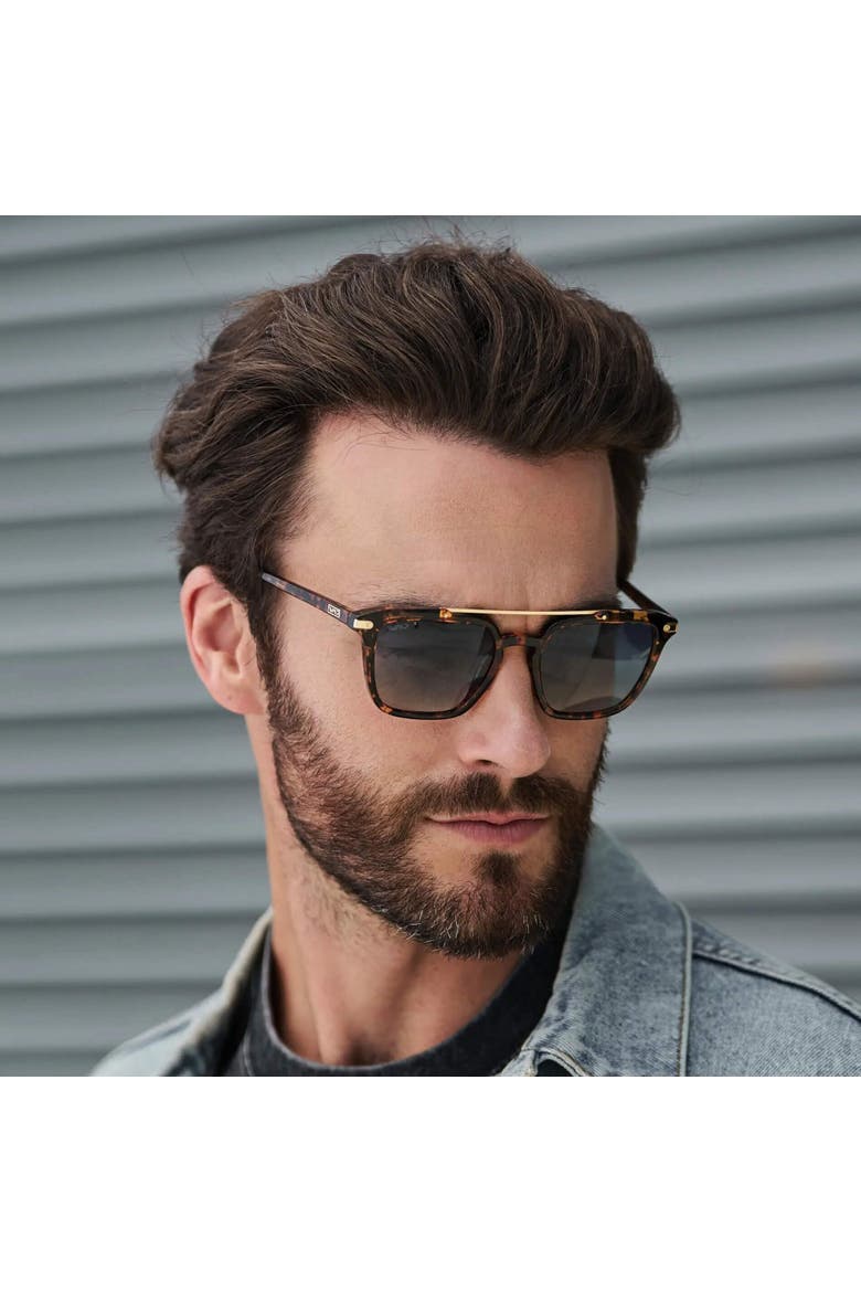 Connor - 52mm Square Polarized Sunglasses, Alternate, color, Amber Tortoise