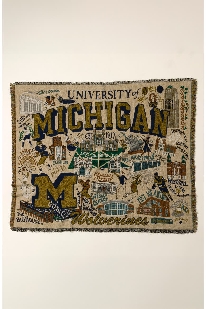 Woven College Blankets, Main, color, University of Michigan