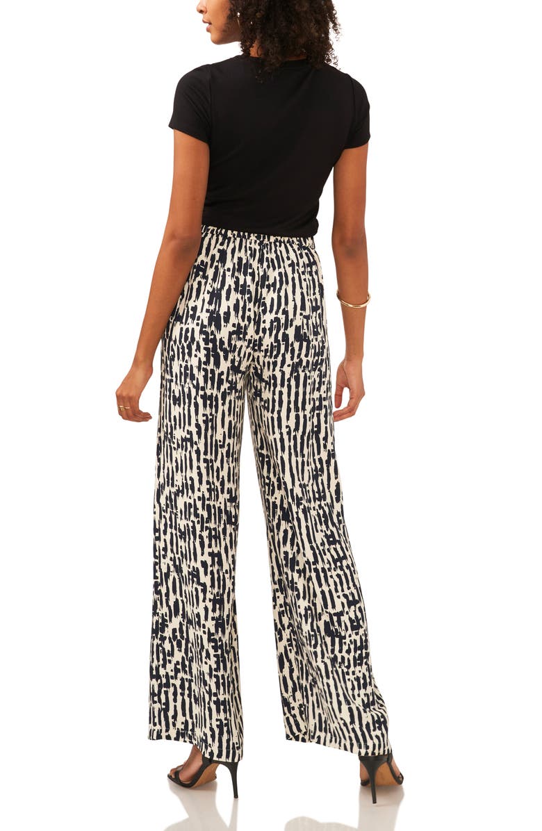 Vince Camuto Abstract Print Flat Front Wide Leg Pants, Alternate, color, Classic Navy