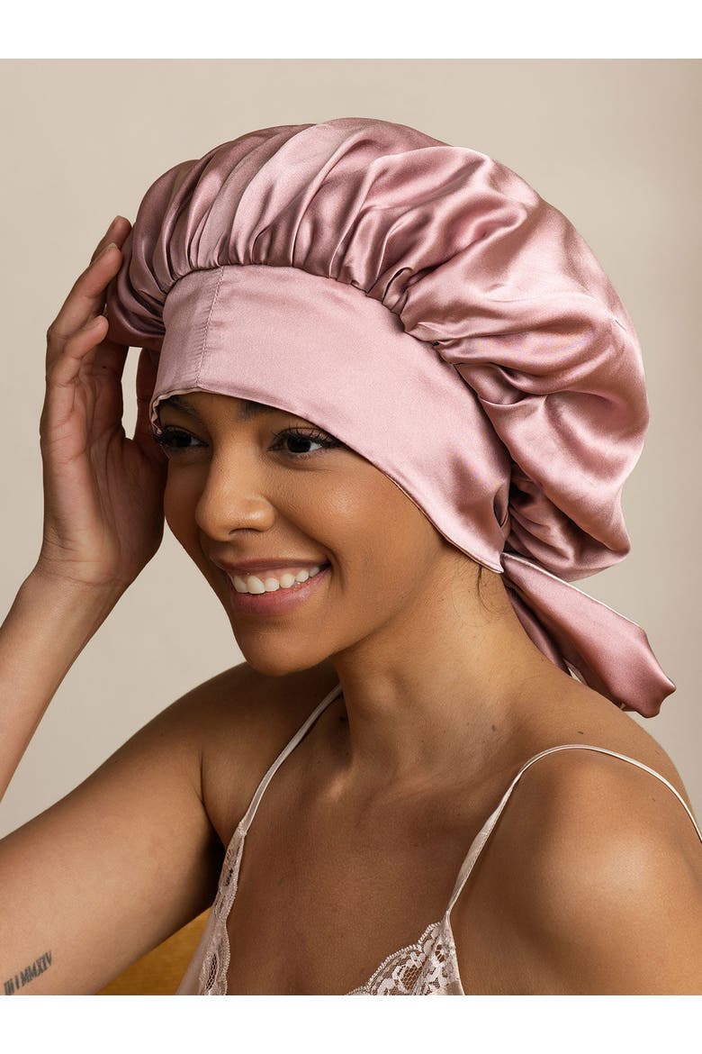Women's Silk Casual Bonnet with Long Ribbons, Main, color, PaleMauve