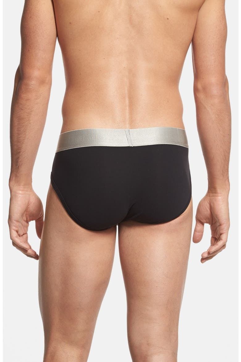'Steel - U2715' Microfiber Hip Briefs, Alternate, color, BLACK