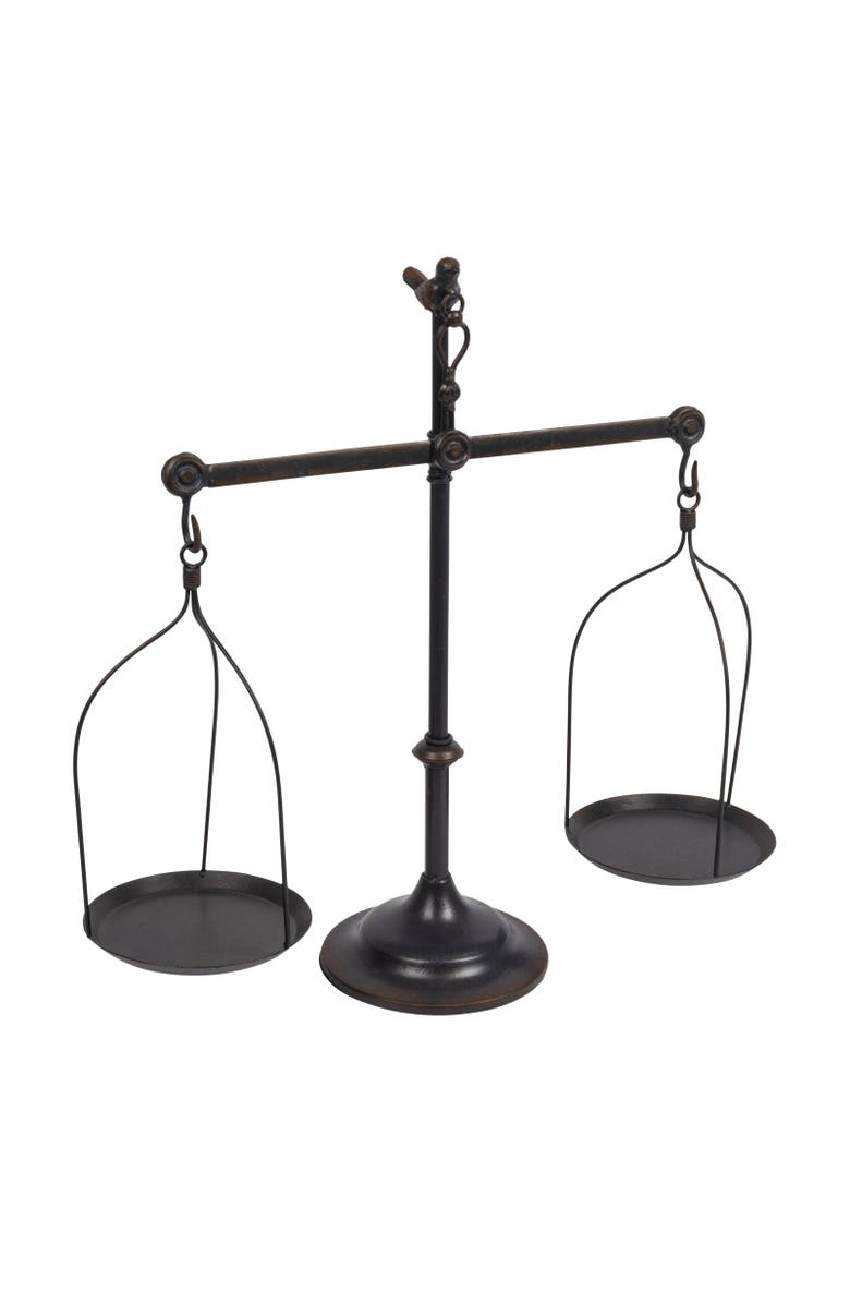 Storied Home Black Decorative Antique Iron Balance Scale with Bird, Main, color, Brown