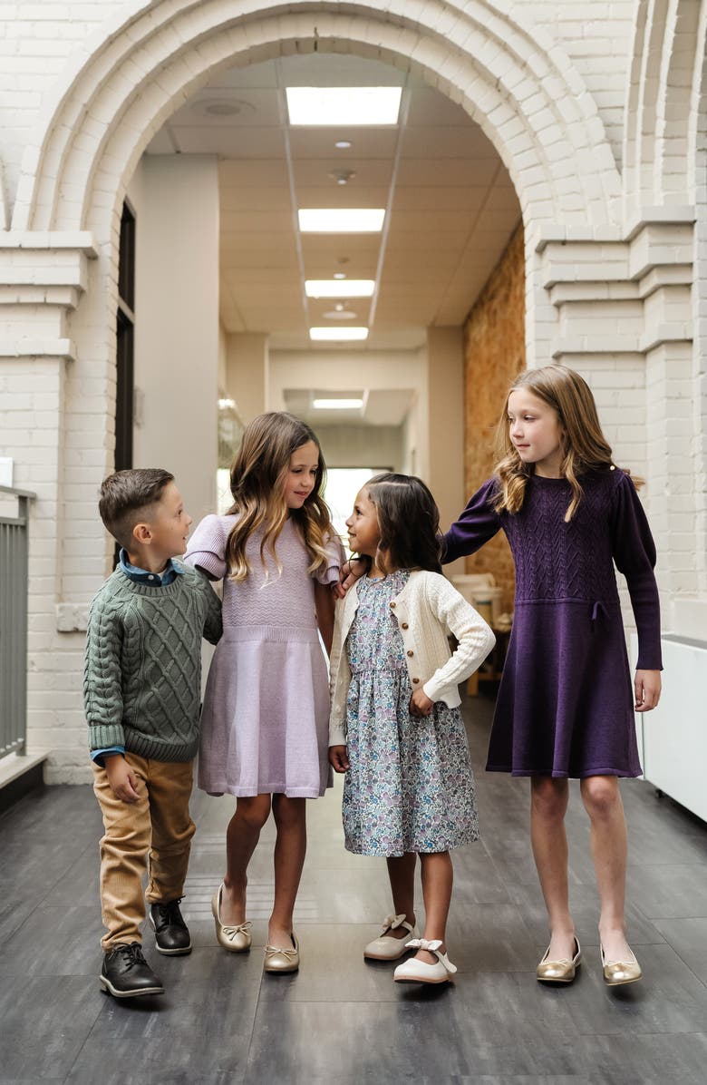 Hope & Henry Baby Girls' Organic Chevron Cable Cardigan, Infant, Alternate, color, Ivory Chevron Cable