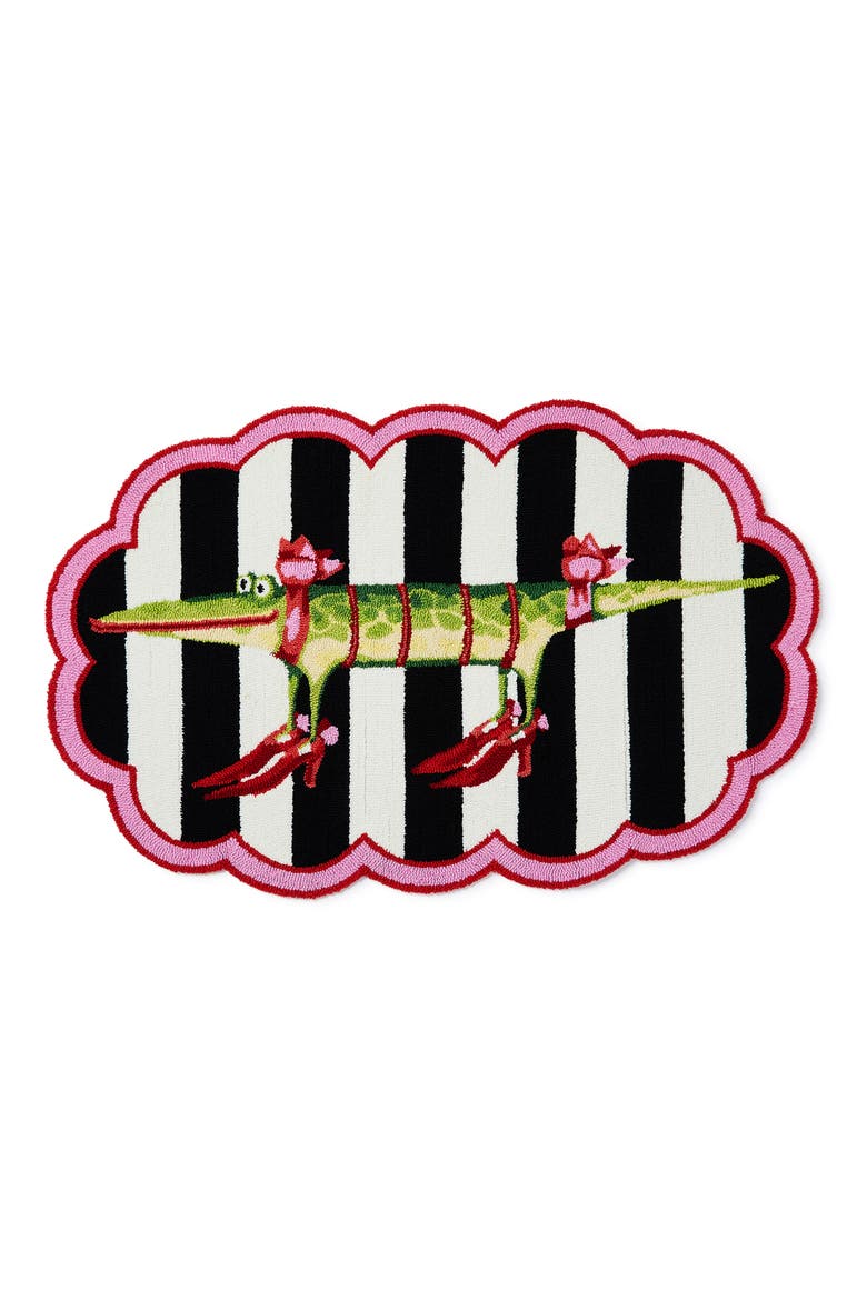 Patience Brewster Gloria Alligator Rug, Main, color, BLACK PINK