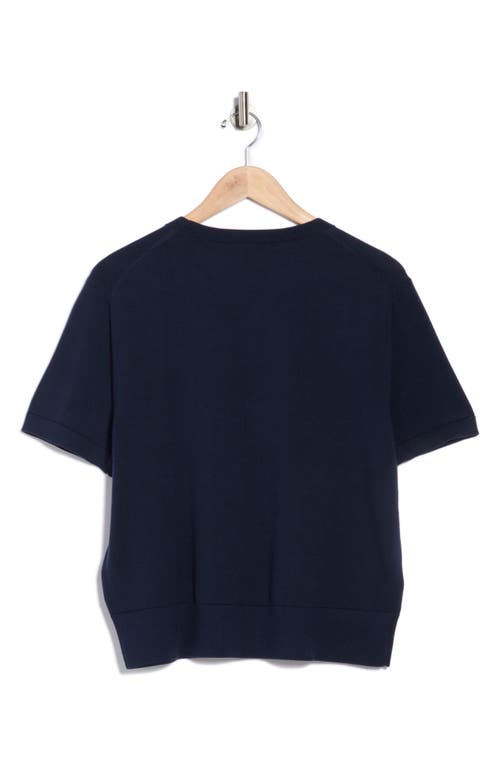 Brooks Brothers Embroidered Short Sleeve Sweater In Blue