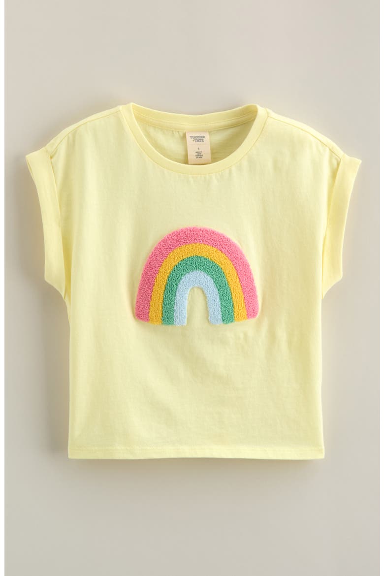 Kids' Cuffed Graphic T-Shirt, Main, color, YELLOW CANDLE SWEET RAINBOW