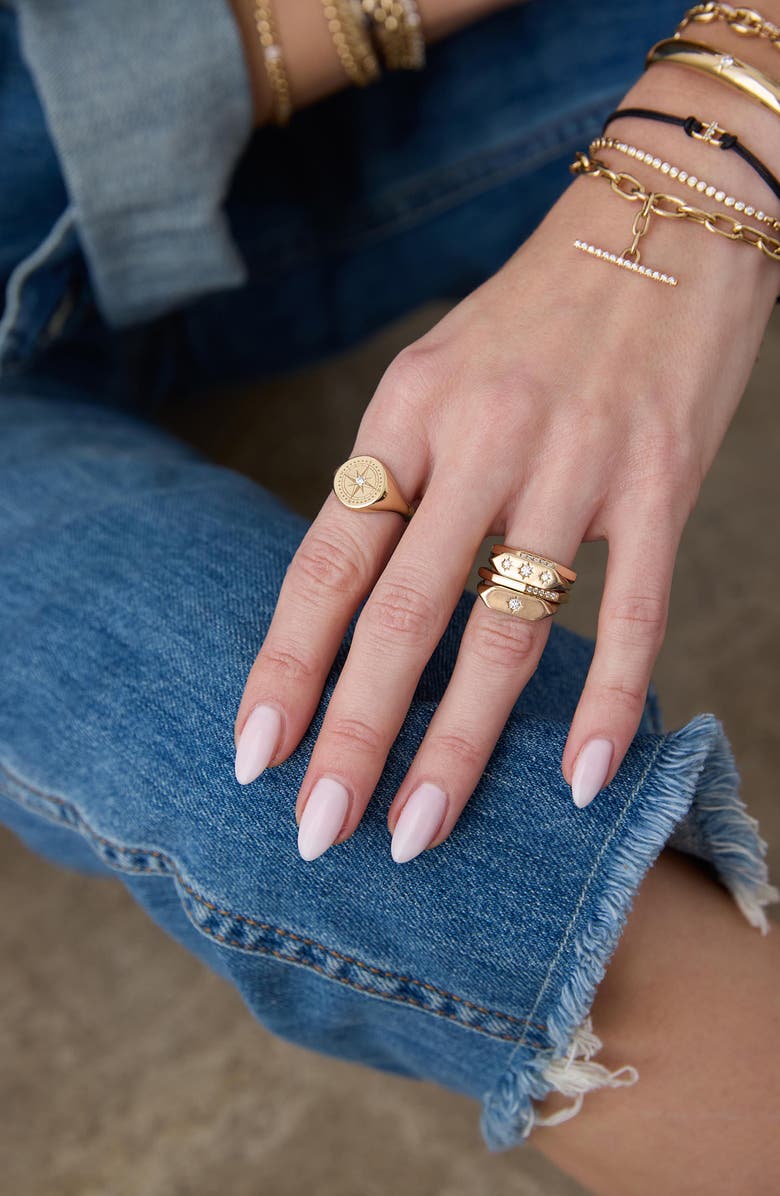 Zoë Chicco 14K Gold Diamond Flag Signet Ring, Alternate, color, 14K Yellow Gold