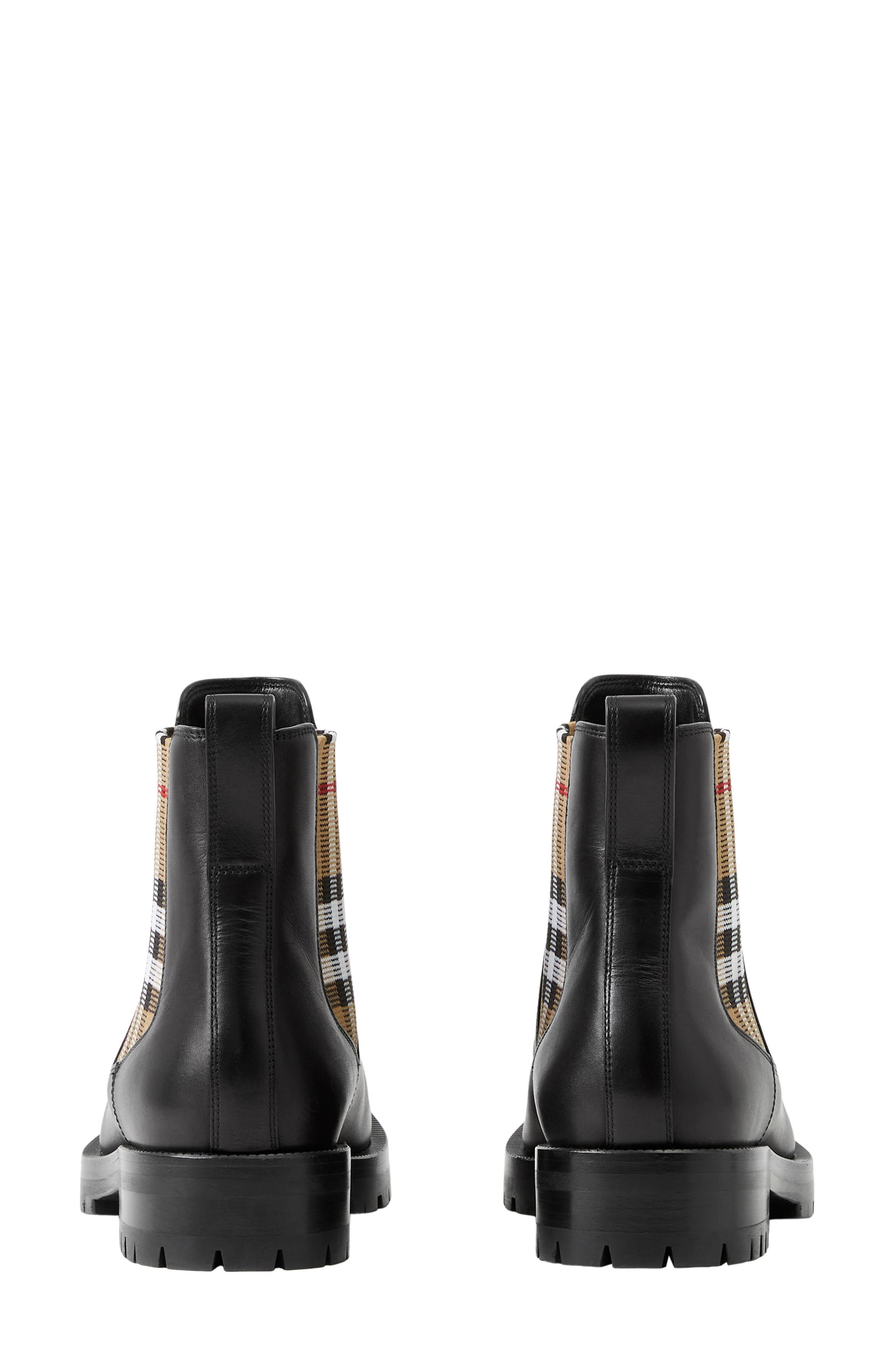 Burberry Allostock Check Chelsea Boot, Alternate, color, Black