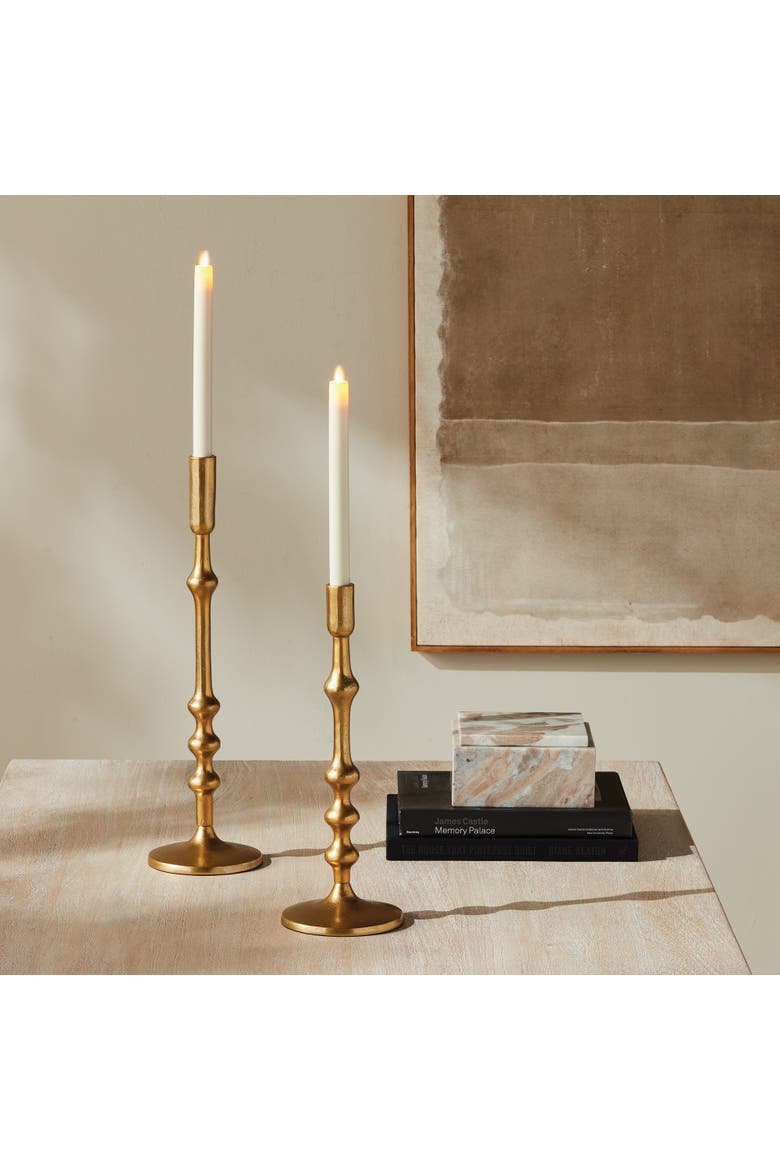 Nicholas Taper Holders, Set of 2 - Gold Cast Aluminum, Alternate, color, Gold