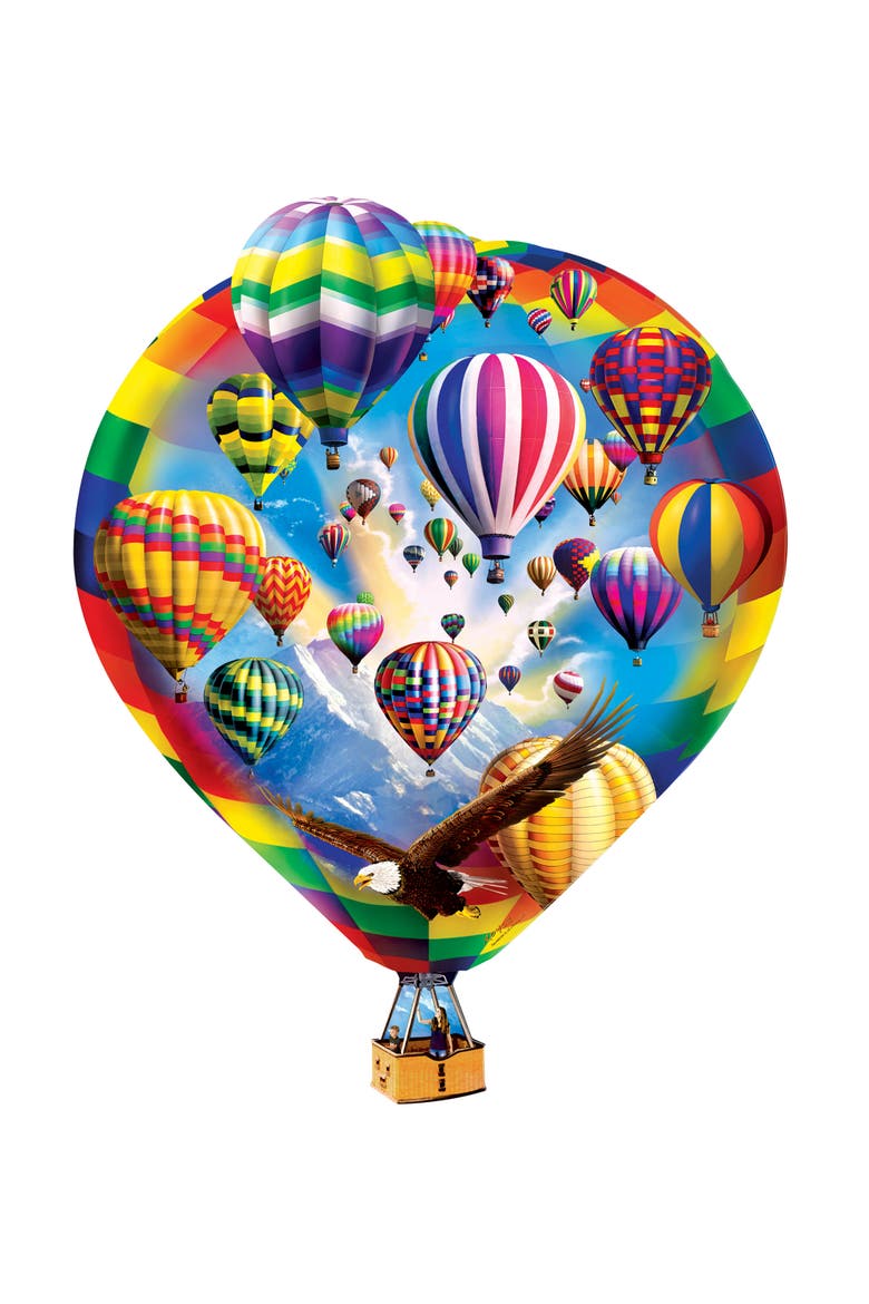 Hot Air Balloons 500 Piece Shaped Puzzle, Alternate, color, Multicolor