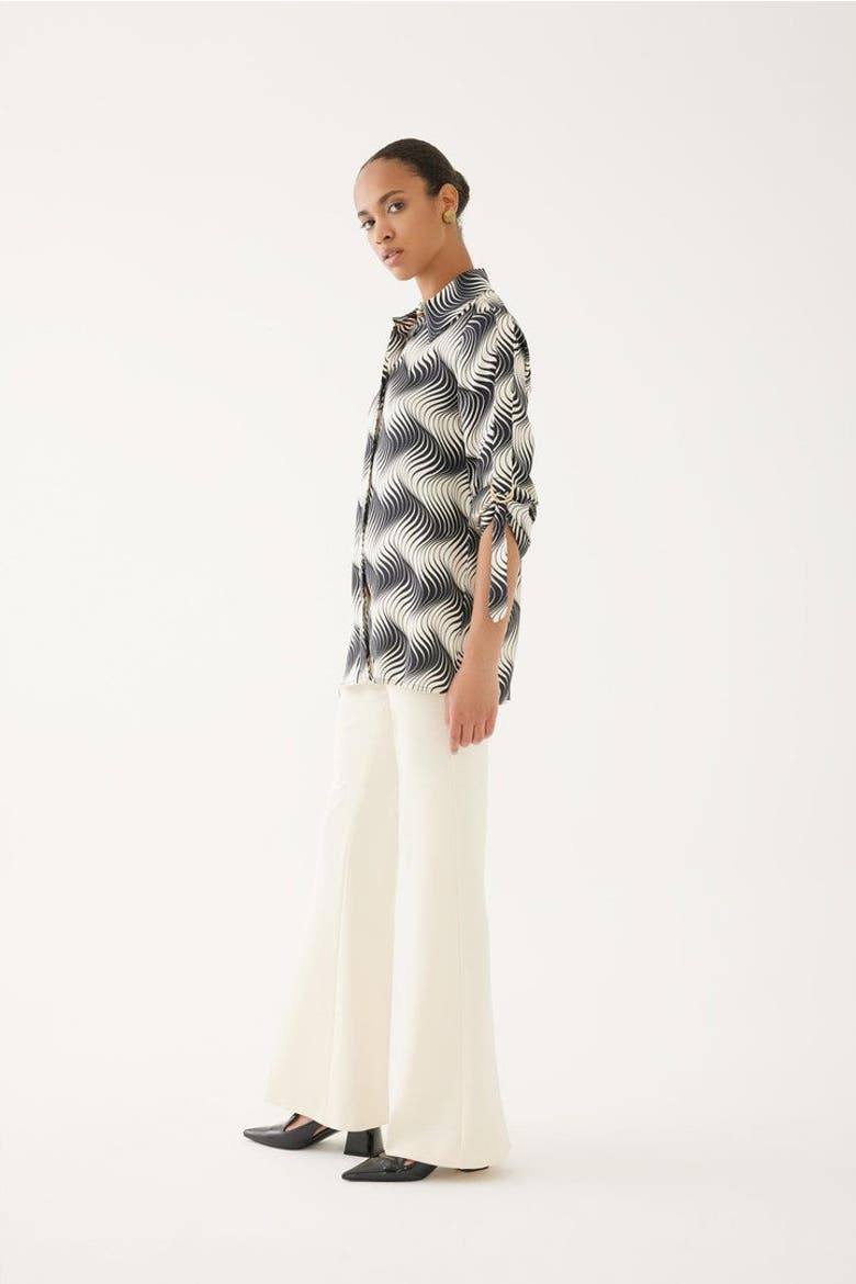 Printed Viscose Shirt, Alternate, color, BONE-BLACK