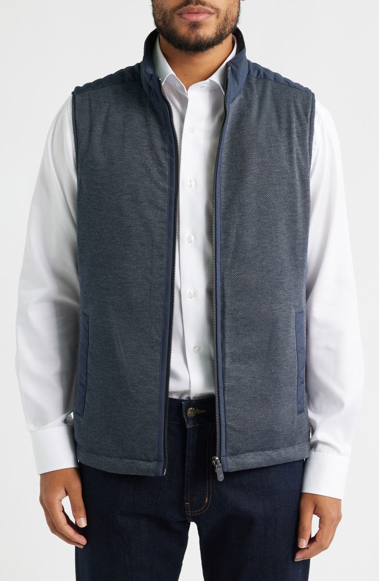 Johnston & Murphy Box Quilted Vest, Alternate, color, Navy/ Navy Herringbone