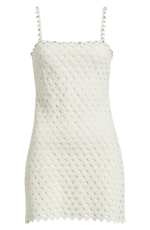 Loveshackfancy Camara Heart Lace Mini Dress In Optic White