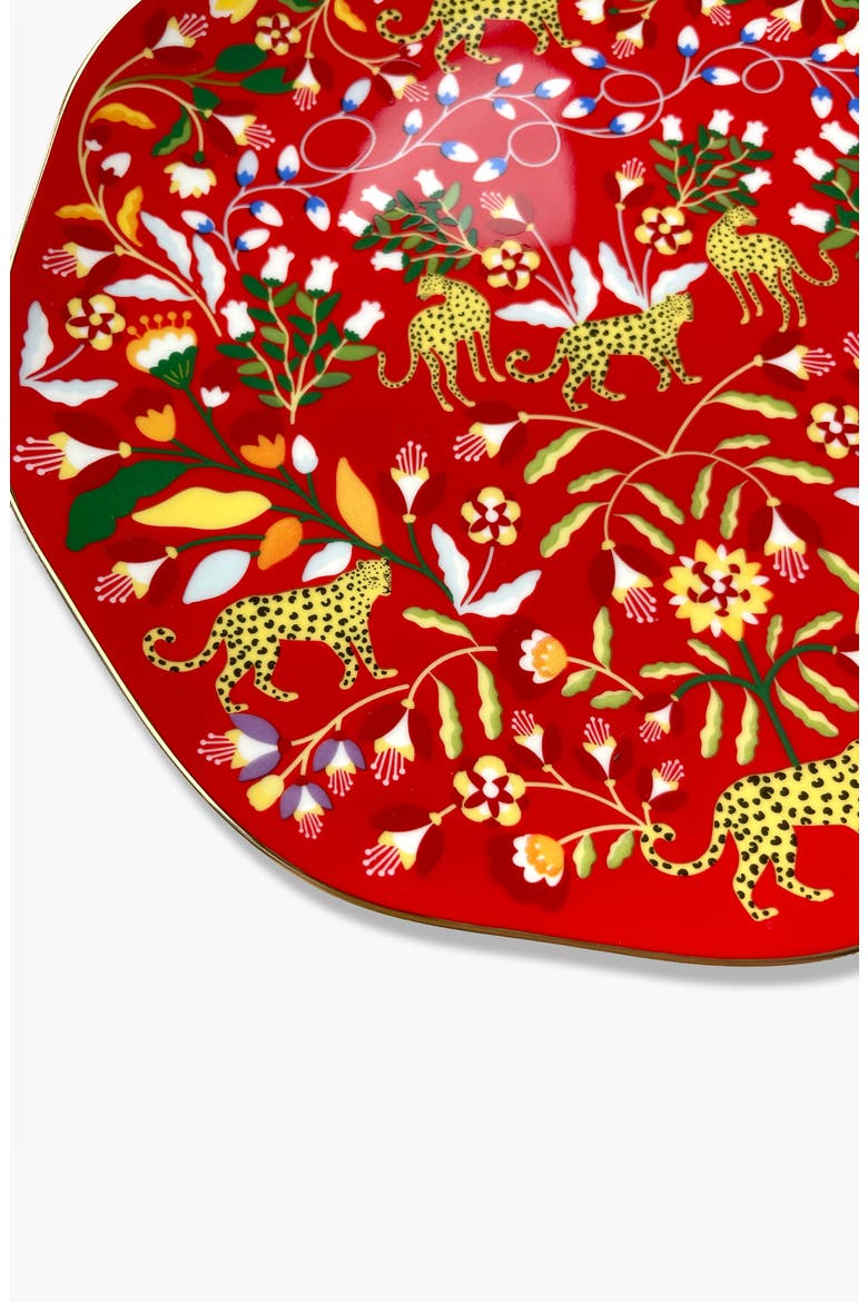 Leopards Forest Bone China Salad Plates, Set of Four, Alternate, color, Green