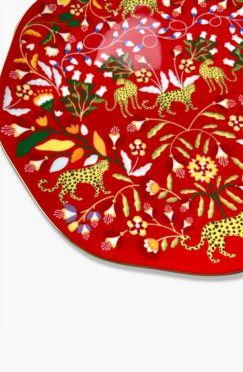 Jessie Zhao New York Leopards Forest Bone China Salad Plates, Set of Four, Alternate, color, Green