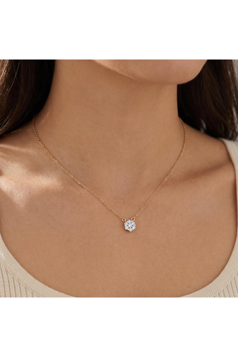 1/4Ct TW Lab Grown Diamond Halo Round Pendant Gold Women's Necklace 18", Alternate, color, 10k yellow Gold