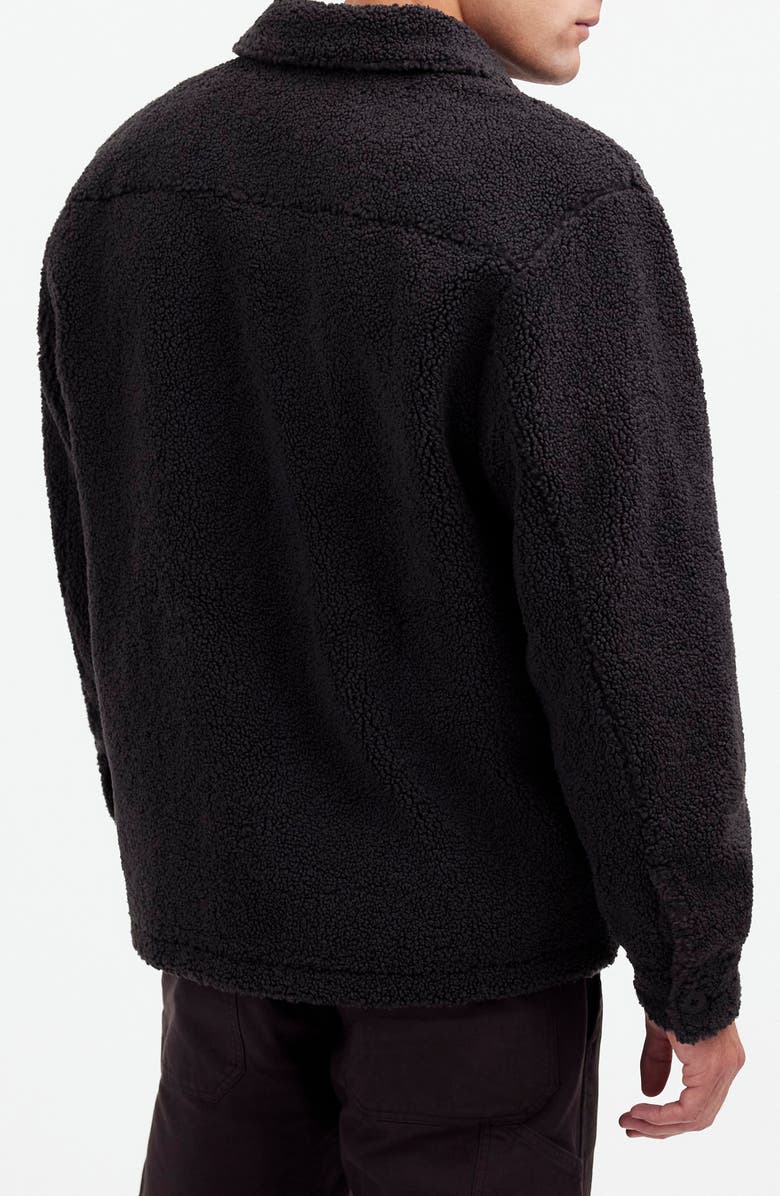 Madewell Fleece Shirt Jacket, Alternate, color, Black Coal