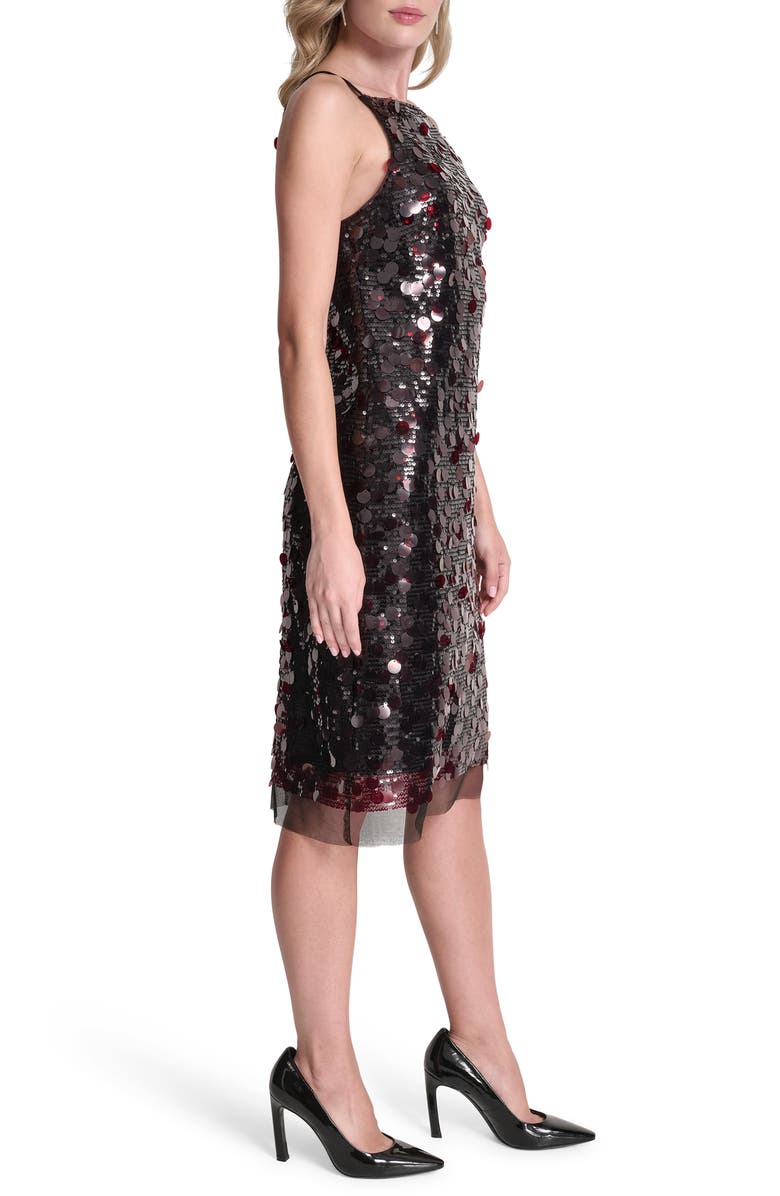 DKNY Pailettes Sequin Slipdress, Alternate, color, Black/ Crimson