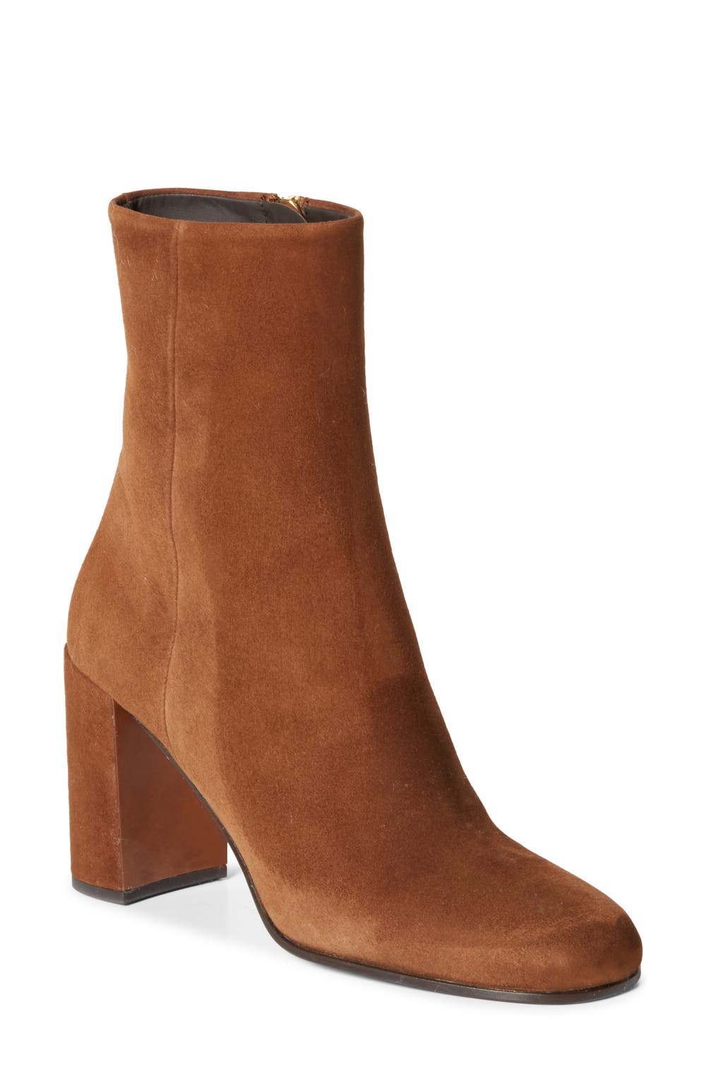 Demi Block Heel Suede Bootie, color, ROVERE