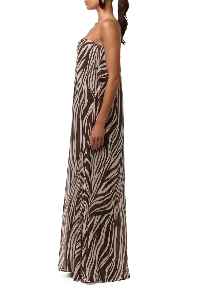Abstract Animal Print Strapless Wide Leg Chiffon Jumpsuit, Alternate, color, WILD RIVIERA