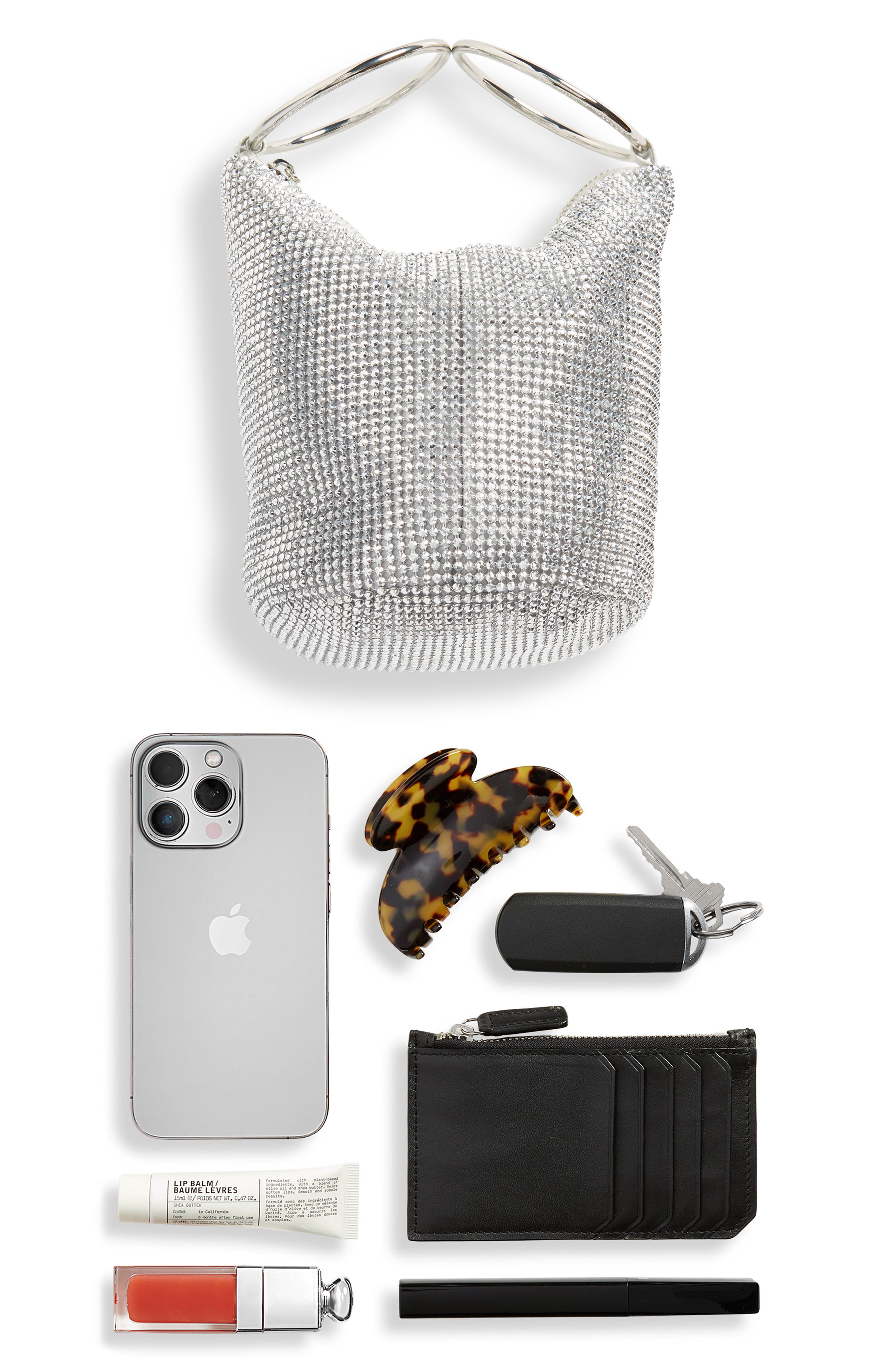 Ellie Crystal Mesh Bag, Alternate, color, SILVER