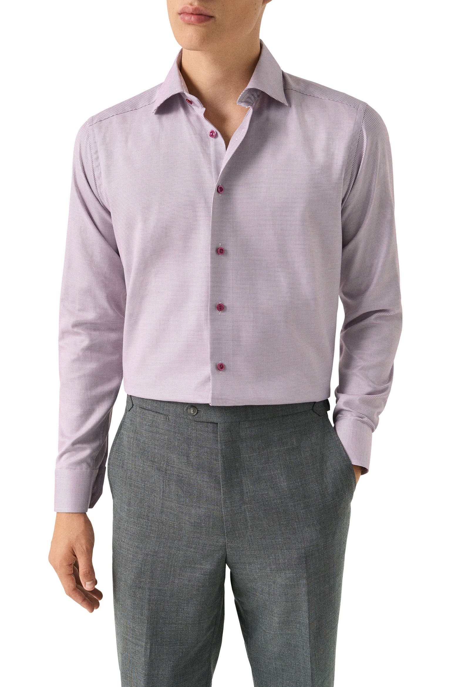 Slime Line Texture Eton Slim Fit Houndstooth Button-Up Shirt (Men) | Nordstrom