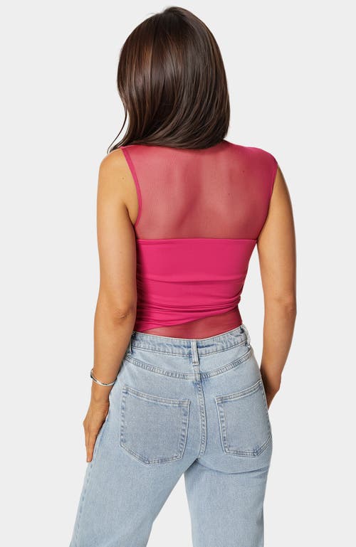 Bebe Draped Knit Bodysuit In Pink