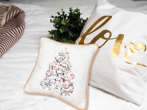 C & F Home C&f Home Puppy Dog Christmas Tree Small/petite Accent Pillow, 10" X 10" In Multi