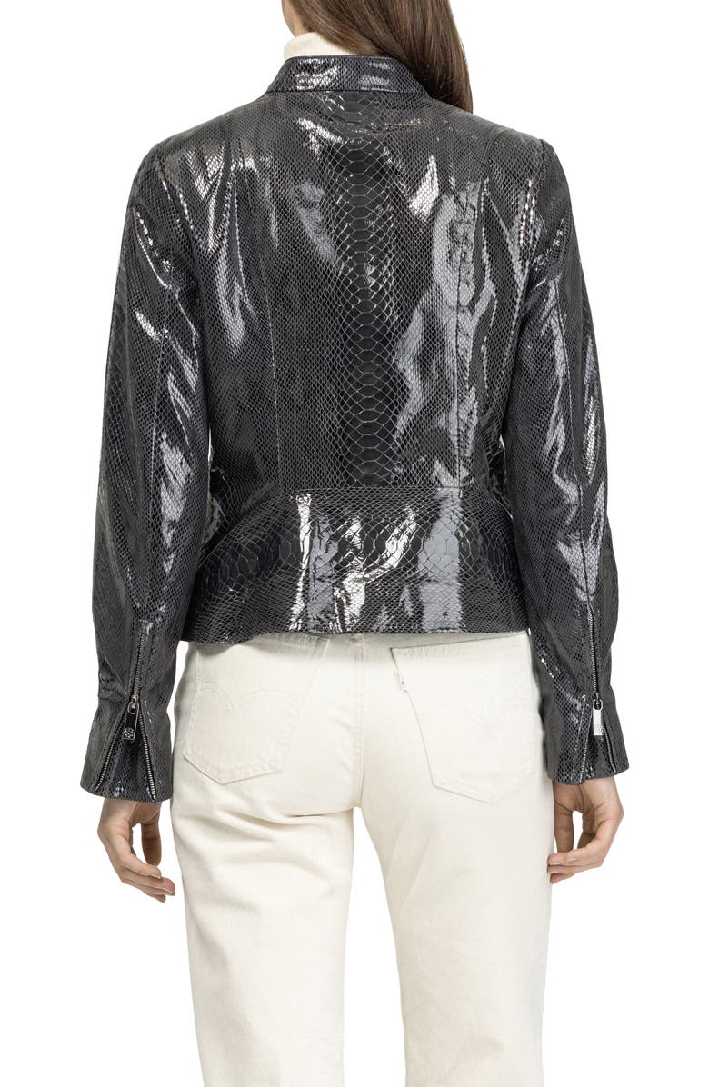 GORSKI Metis Suede Pythn Printed Zip Jacket, Alternate, color, Anthracite