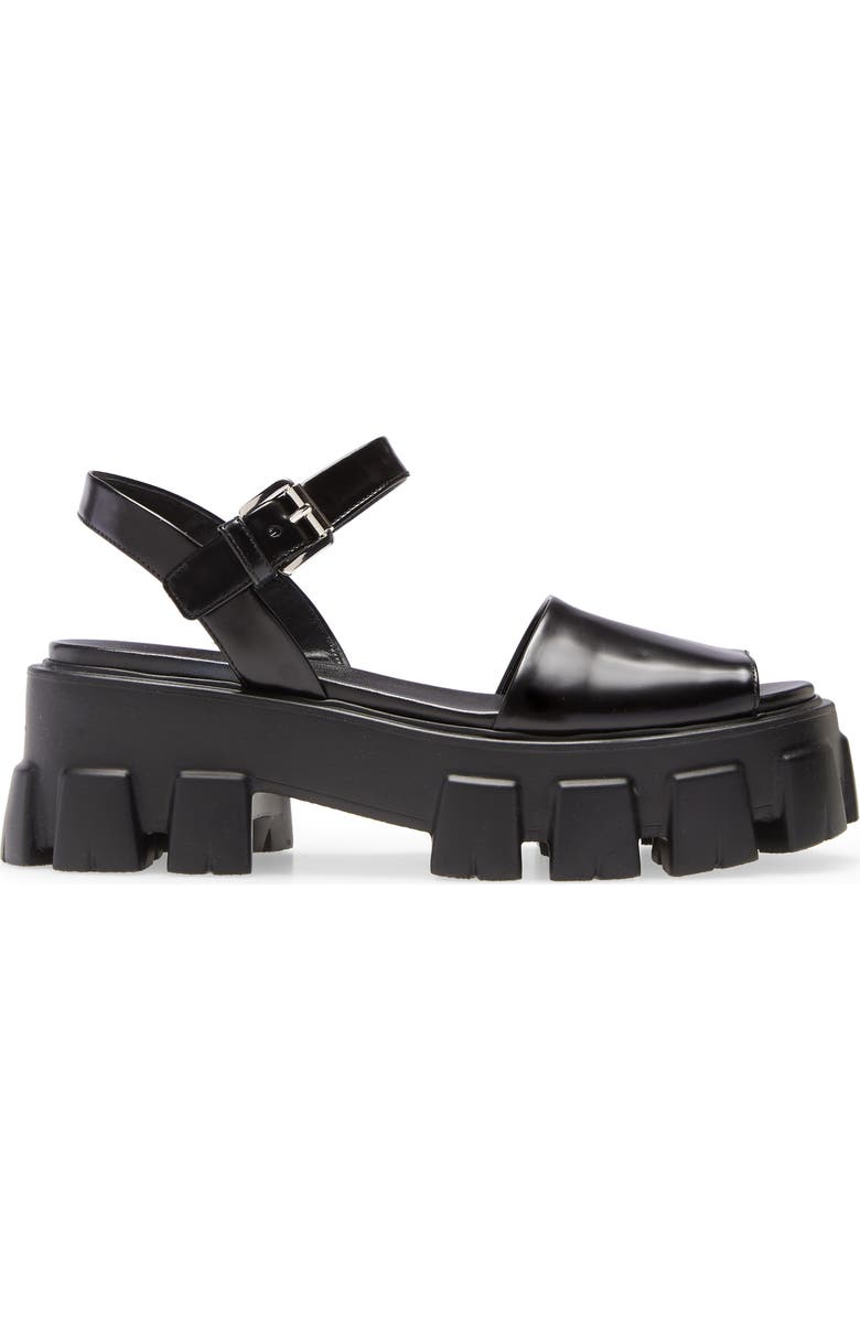 Prada Monolith Lug Sole Sandal, Alternate, color,